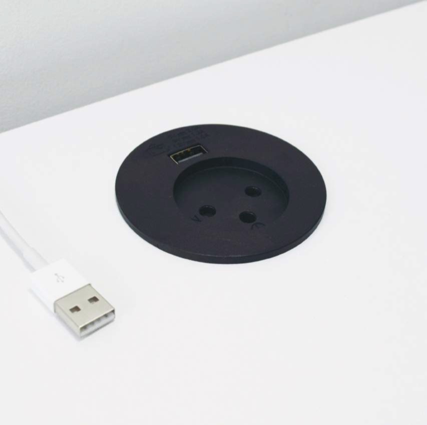 אביזר תקשורת עגול עם שקע חשמל + USB