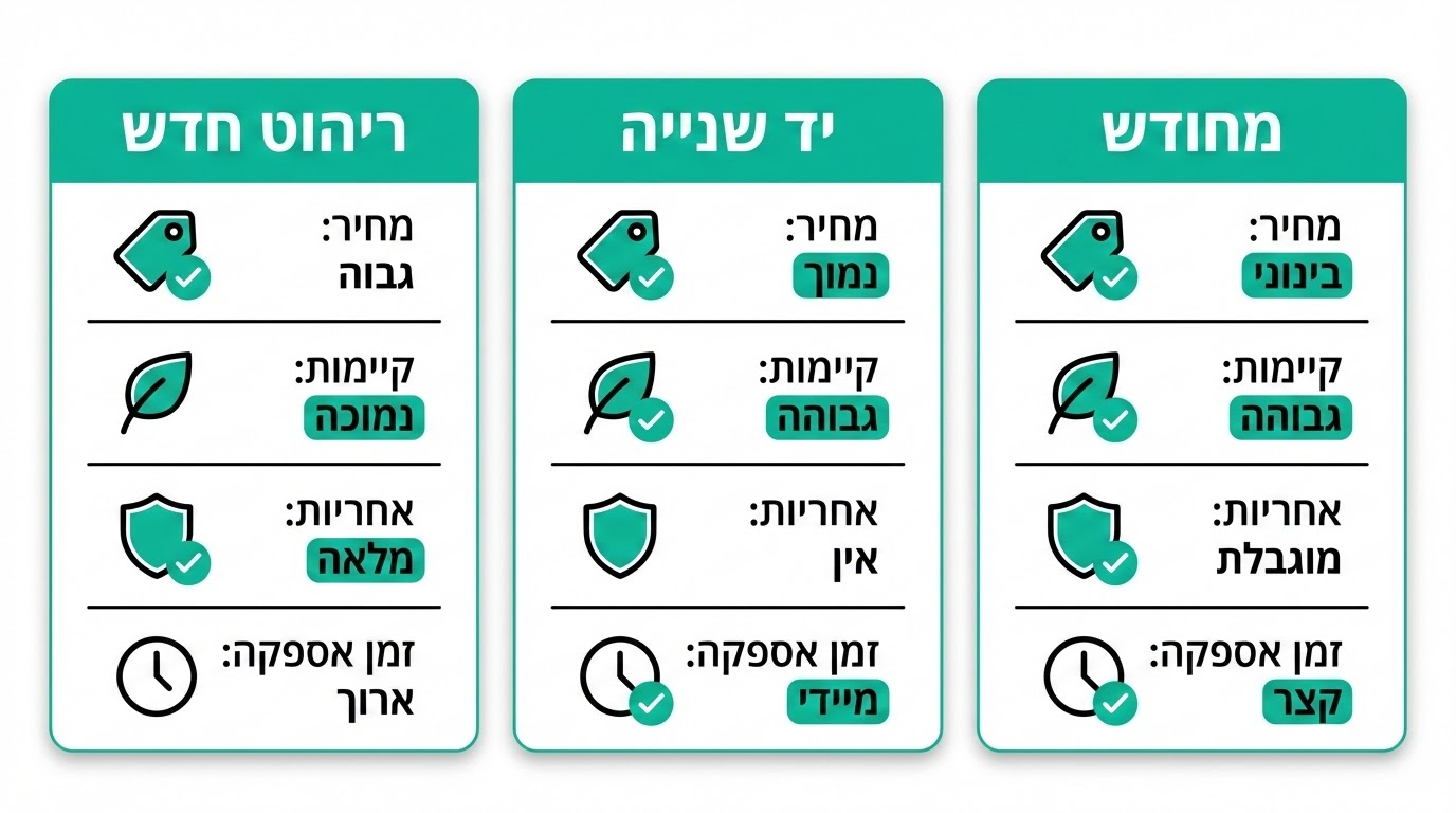 טבלת השוואה חדש יד שנייה מחודש