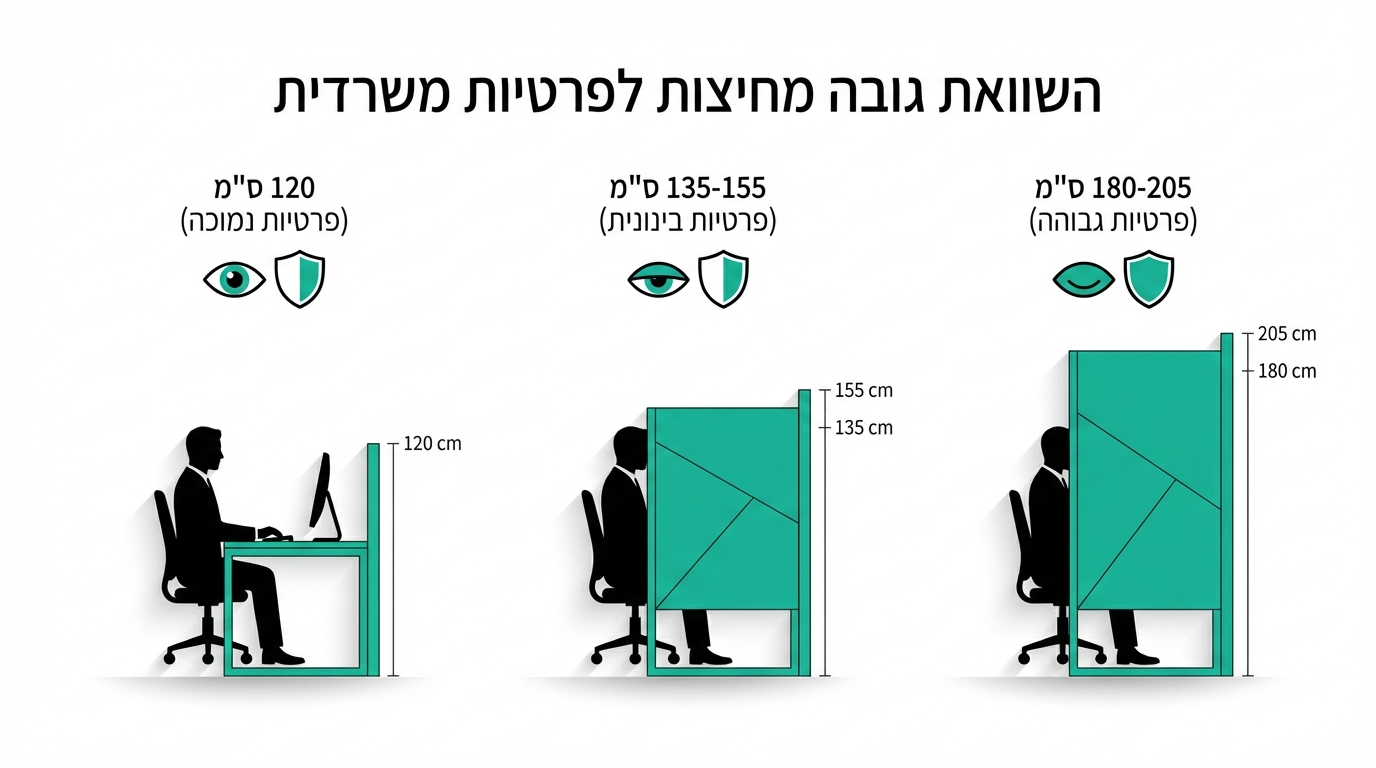 השפעת גובה מחיצה על פרטיות במשרד פתוח