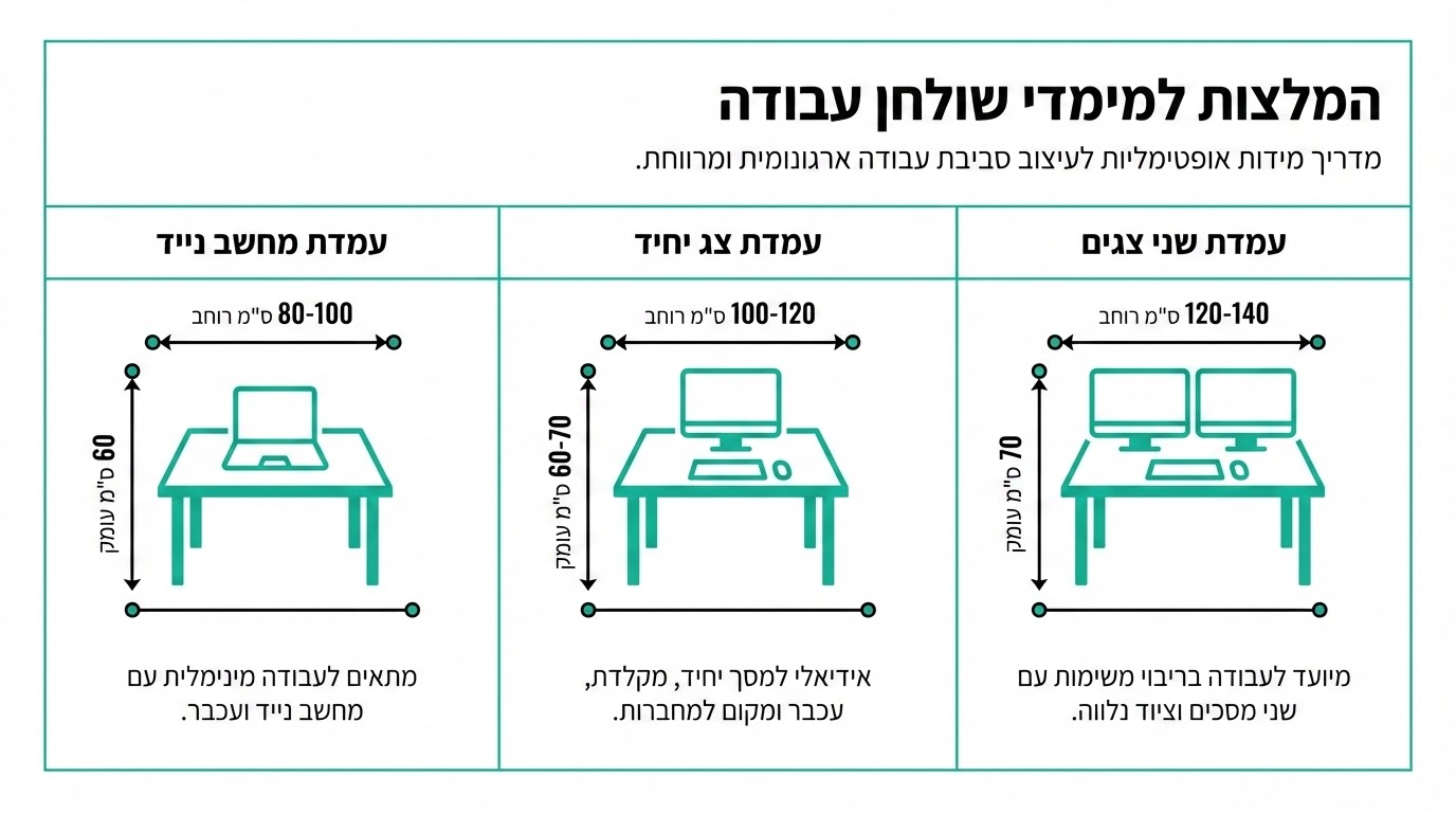 מידות מומלצות לשולחן במשרד קטן