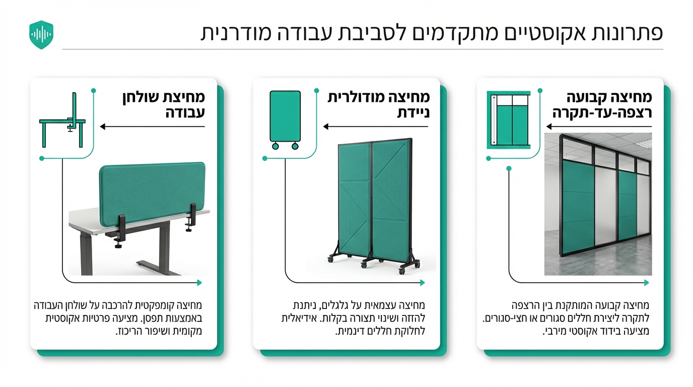 סוגי מחיצות אקוסטיות למשרד - השוואה מקיפה