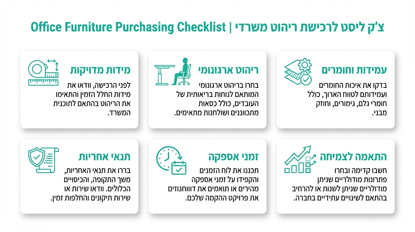 מה חשוב לבדוק לפני קניית ריהוט משרדי - צ'קליסט מקצועי