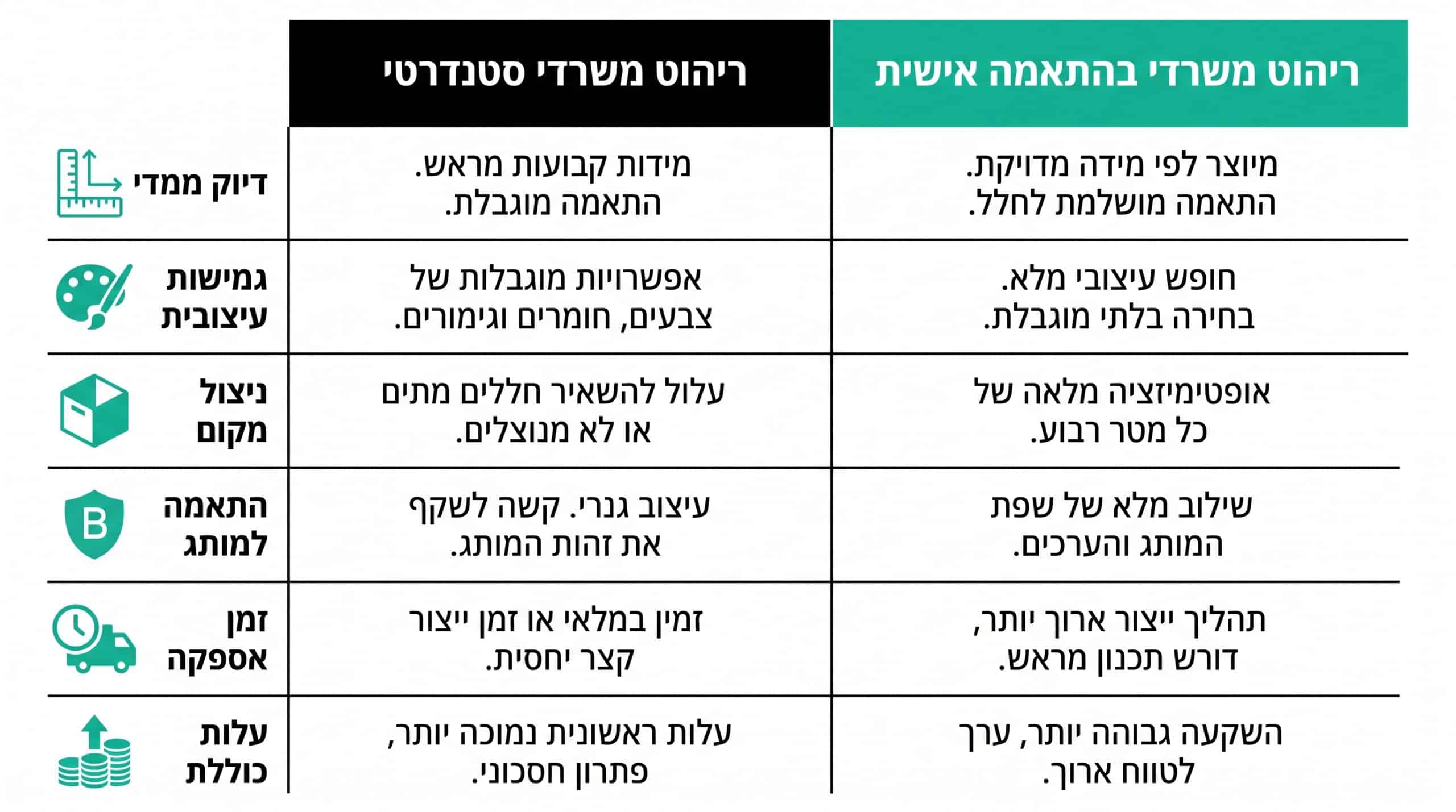 ריהוט משרדי מותאם אישית לעומת סטנדרטי
