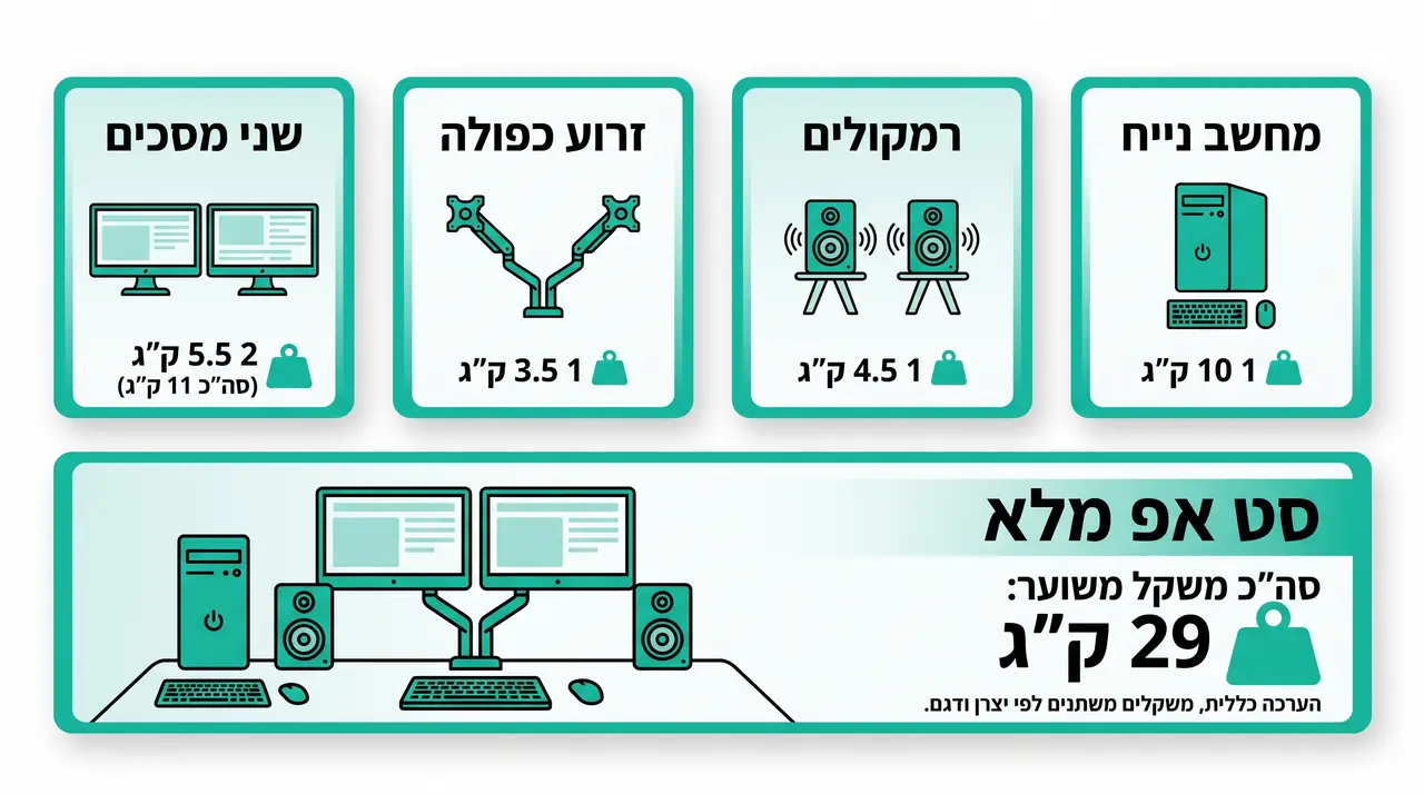 עומס ציוד על שולחן עמידה